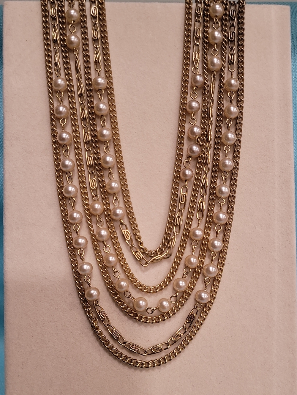 Vintage MC Gold-Tone Multi-Strand Pearl Necklace - Elegant Layered Jewelry